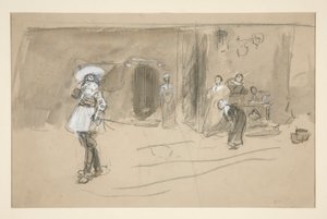 Szkic do ilustracji do Selections from the Poetry of Robert Herrick (książka wydana przez Harpera w 1882 roku, wcześniej opublikowana w Harper autorstwa Edwin Austin Abbey