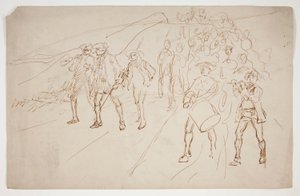 Szkic wojsk wojny o niepodległość, maszerujących autorstwa Edwin Austin Abbey