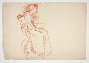 Szkic postaci kobiecej siedzącej - niezidentyfikowana ilustracja autorstwa Edwin Austin Abbey