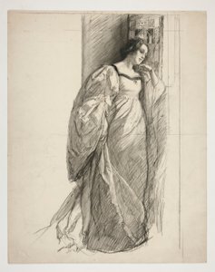 Szkic damy, ilustracja dla autorstwa Edwin Austin Abbey