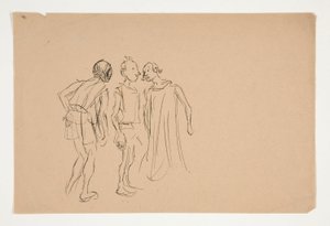 Szkic trzech mężczyzn (badanie na rok 1937.1072?), od Kupca weneckiego autorstwa Edwin Austin Abbey
