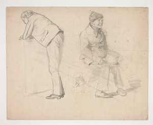 Szkic dwóch mężczyzn - niezidentyfikowana ilustracja autorstwa Edwin Austin Abbey