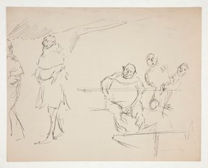 Studia do niezidentyfikowanej sztuki szekspirowskiej (Falstaff?) (recto i verso) autorstwa Edwin Austin Abbey