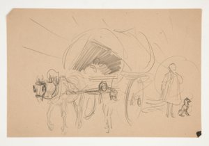 Studium dla .1201 - ilustracja dla Olivera Goldsmitha autorstwa Edwin Austin Abbey