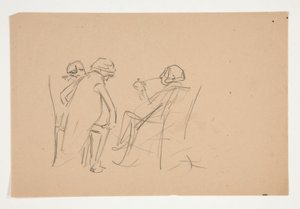 Studium dla .1207 - ilustracja dla Olivera Goldsmitha autorstwa Edwin Austin Abbey