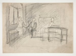 Studium do starej piosenki (?) (akwarela) autorstwa Edwin Austin Abbey
