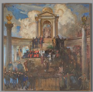 Study for The Apotheosis of Pennsylvania, Izba Reprezentantów Izby Reprezentantów, Pennsylvania State Capitol, Harrisburg autorstwa Edwin Austin Abbey