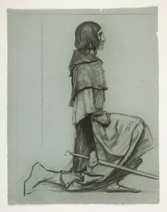 Studium do The Key to the Castle, z The Quest of the Holy Graal (seria piętnastu obrazów dla Biblioteki Publicznej w Bostonie, ukończona w 1901) autorstwa Edwin Austin Abbey