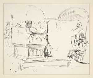 Study for The Quest of the Holy Graal (seria piętnastu obrazów dla Biblioteki Publicznej w Bostonie, ukończona w 1901) autorstwa Edwin Austin Abbey
