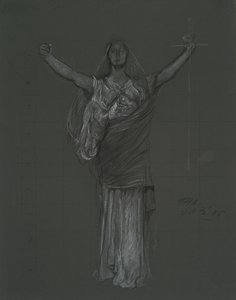 Studium do alegorycznej postaci prawa, rondel w rotundzie gmachu kapitolu stanu Pensylwania, Harrisburg, 1902-1911 autorstwa Edwin Austin Abbey