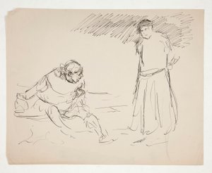 Studiuj do niezidentyfikowanej sztuki szekspirowskiej autorstwa Edwin Austin Abbey