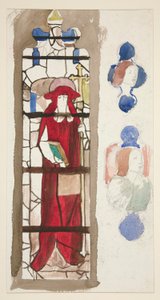 Studium na niezidentyfikowany witraż przedstawiający kardynała (?) autorstwa Edwin Austin Abbey