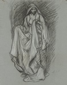 Studium dla udrapowanej kobiety, studium postaci dla The Quest of the Holy Graal (seria 15 obrazów dla Biblioteki Publicznej w Bostonie, ukończona w 1901) autorstwa Edwin Austin Abbey