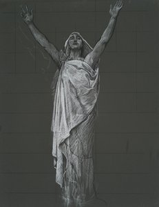 Studium do figury Religion rondel w rotundzie budynku kapitolu w Harrisburgu w Pensylwanii, 1902-1911 autorstwa Edwin Austin Abbey