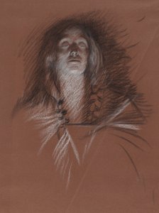 Studium na głowę celtyczki, ze Sceny zabawy, Hamlet, akt 3, scena 2 autorstwa Edwin Austin Abbey