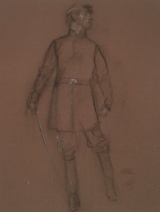 Studium postaci generała wojny secesyjnej, w autorstwa Edwin Austin Abbey