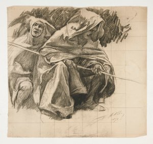 Studium Króla Rybaka z The Quest of the Holy Graal (seria piętnastu obrazów dla Biblioteki Publicznej w Bostonie, ukończona w 1901) autorstwa Edwin Austin Abbey