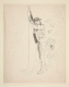 Studium mężczyzny dzwoniącego dzwonkiem; gryzmoły EAA autorstwa Edwin Austin Abbey