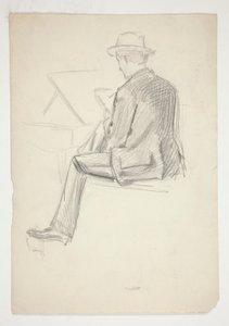 Studium siedzącego mężczyzny, szkicowanie autorstwa Edwin Austin Abbey