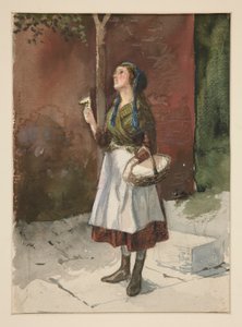 Studium młodej dziewczyny w ogrodzie autorstwa Edwin Austin Abbey