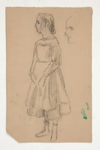 Studium młodej dziewczyny w fartuchu autorstwa Edwin Austin Abbey