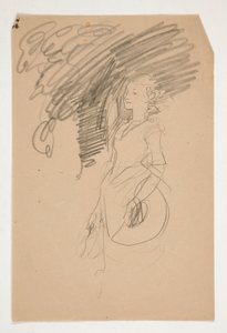 Studium kobiety w XVIII-wiecznym stroju trzymającej kapelusz autorstwa Edwin Austin Abbey