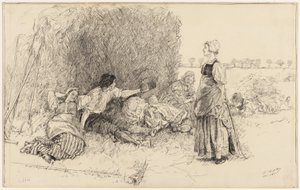 Żniwiarze, ilustracja do „Skórzanej butelki” autorstwa Edwin Austin Abbey