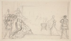 Proces królowej Katarzyny, studium autorstwa Edwin Austin Abbey