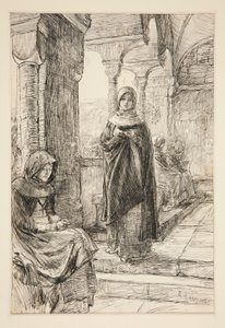 Dwie postacie kobiece w krużgankach, z The Cloister autorstwa Edwin Austin Abbey
