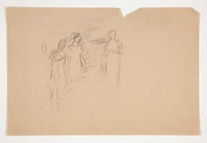 Niezidentyfikowana ilustracja - Studium trzech postaci kobiecych autorstwa Edwin Austin Abbey