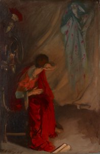 W Namiocie Brutusa: Wejdź do Ducha Cezara, Juliusz Cezar, Akt IV, Scena III autorstwa Edwin Austin Abbey