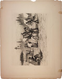Gazety w obozie, 1876 autorstwa Edwin Austin Forbes