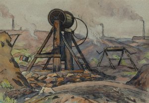 Winding Gear (akwarela i węgiel na papierze)