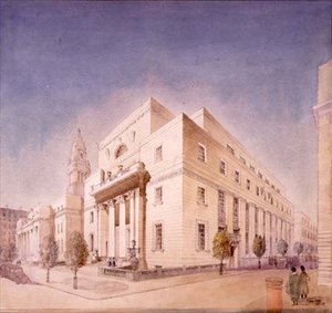 Elewacja Biblioteki Publicznej, Marylebone Road, Londyn autorstwa Edwin Cooper