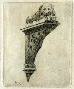 Znak Czerwonego Lwa Inn, Glastonbury, Somerset, 1881.