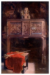 Rzeźbiony dębowy kredens Louis XII, 1910. autorstwa Edwin Foley