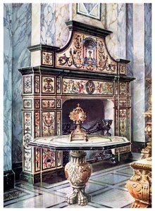 Kominek i stół w kolorowej mozaice florenckiej, 1910