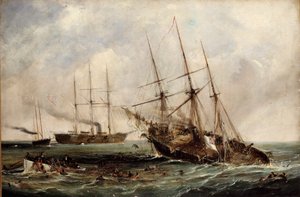 Zniszczenie Konfederackiego Parowca Alabama przez US Ironclad Kearsarge, 19 czerwca 1864
