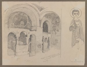 Klasztor wczesnochrześcijański (koptyjski) w Esnie, 1 marca 1887 (grafit na papierze)