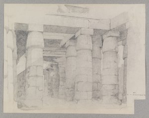 Świątynia Chonsu w Karnaku, 1887 (grafit na fakturowanym papierze tkanym)