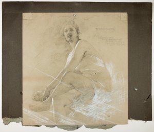 Terpsichore (recto) i Tańcząca postać kobieca (verso), Studia ścienne na suficie salonu, rezydencja Collisa P. Huntingtona, obecnie Galeria Sztuki Uniwersytetu Yale autorstwa Edwin Howland Blashfield