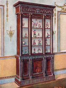 Rzeźbione mahoniowe etui z porcelany - wpływ Adama autorstwa Edwin John Foley