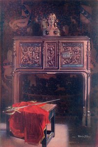 Rzeźbiona dębowa kredens – Ludwik XII autorstwa Edwin John Foley