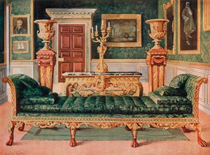 Gruzińska Suita Mahogany i Pozłacana w Galerii i Zielonym Salonie Zamku Longford autorstwa Edwin John Foley