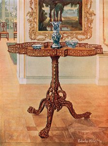 Stół z galerią w kształcie progu — szkoła Chippendale autorstwa Edwin John Foley