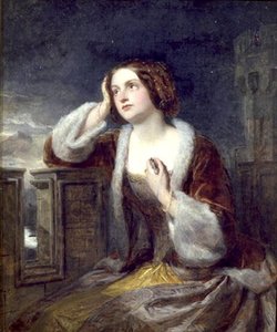 Catherine Seyton Patrząc z blanków w Loch Leven, ok. 1840 (olej na płótnie) autorstwa Edwin Landseer