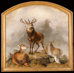 Scena w Braemar - Highland Deer autorstwa Edwin Landseer