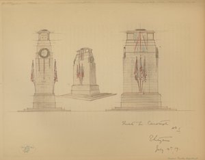 Szkic nr 1 do Cenotaf, Whitehall, Westminster, Londyn (kolor lito) autorstwa Edwin Landseer Lutyens