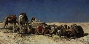 Wielbłądy obok cysterny autorstwa Edwin Lord Weeks
