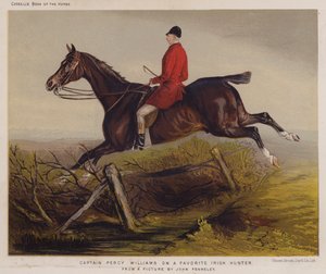 Kapitan Percy Williams o ulubionym irlandzkim myśliwym (kolor lito) autorstwa Edwin Noble